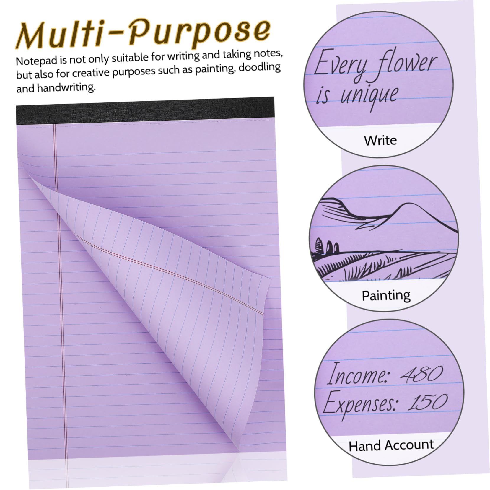 EXCEART 6pièces Cahiers à Spirale Blocs-notes Lignés Blocs-notes Pour Liste De Courses Pages Détachables Fournitures Scolaires