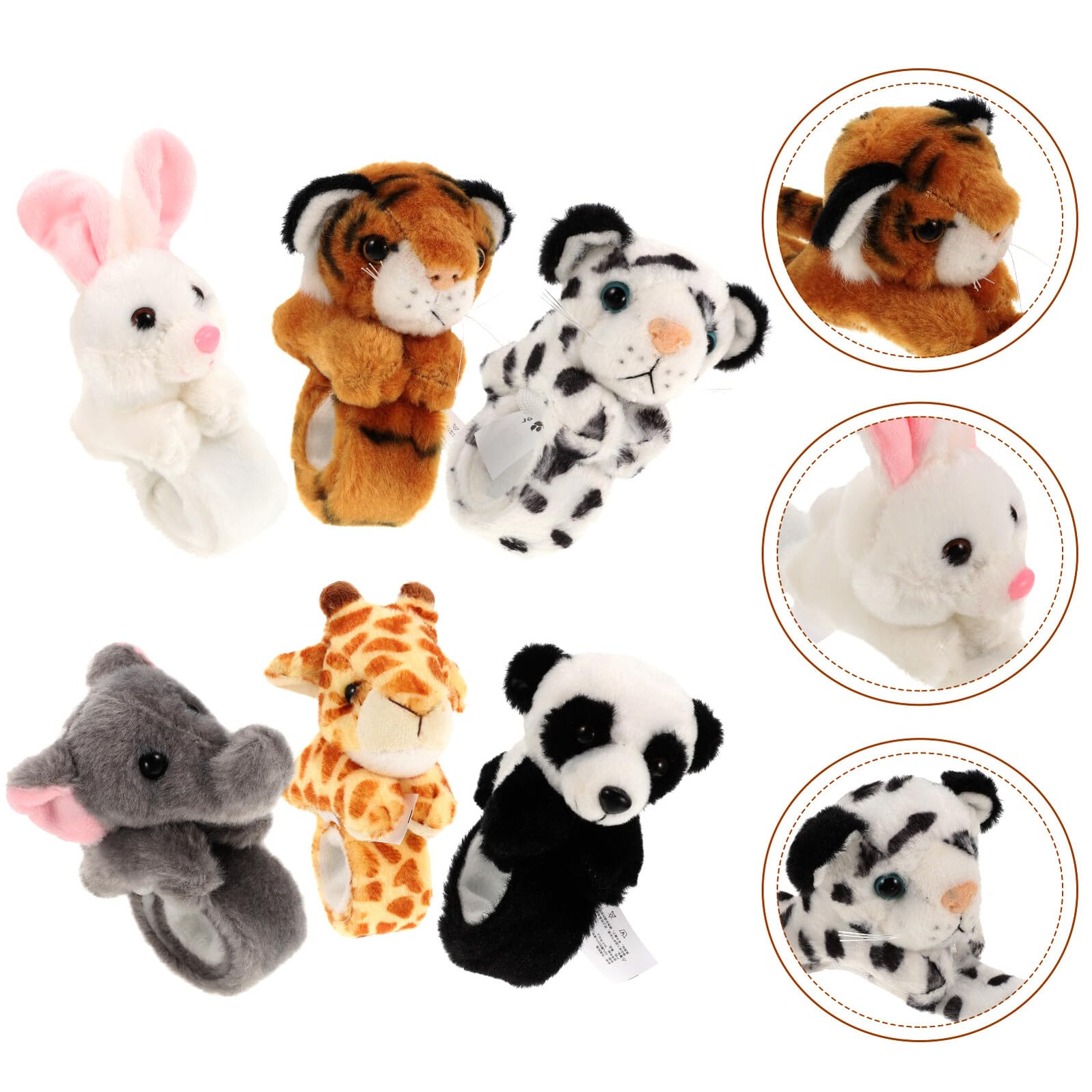 ERINGOGO 6 Pulseras de Franela con Motivos de Animales para Fiestas Infantiles, Adorno Cómodo y Ligero para Niños en Cumpleaños con Tema Selvático