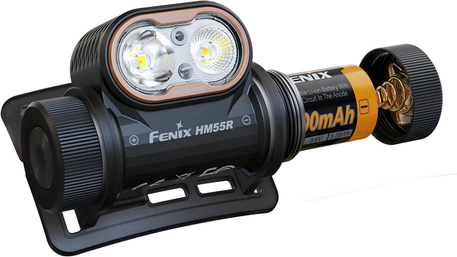 Fenix Rechargeable Headlamp 1200 Lumen, Black, 1410687 FX-HM55R-Black