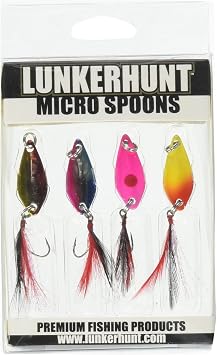 Lunkerhunt Fishing Spoons Lures for Saltwater Bass 4-Pieces Trout Spoons | Micro Spoon Fishing Lure Bait with Trebles Hooks