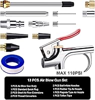 Vista 4 de Juego de 13 piezas de pistola de soplado con boquilla de aire de conexión de 2 vías, kit de boquillas de aire con conexión rápida estándar de 1/4
