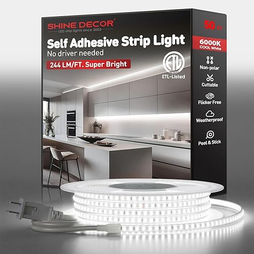 Miniatura 16 de Shine Decor Tira de Luces LED Súper Brillante 4000LM, Plug & Play, 120V, Sin Driver, Cableado Fácil, Sin Parpadeo, Resistente a la Intemperie para