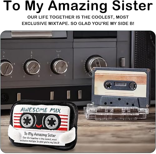 Miniatura 2 de Regalos para hermana de hermana hermano – Bonita cinta de casete retro de felpa, cumpleaños sentimental para ella, regalos únicos de amistad para