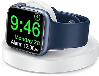 Upgrade Charging Stand for Apple Watch, Magnetic Wireless Foldable Watch Charger Stand with Charging Cord, Supports Nightstand Mode, Compatible with iWatch Series 7 SE 6 5 4 3 2-White