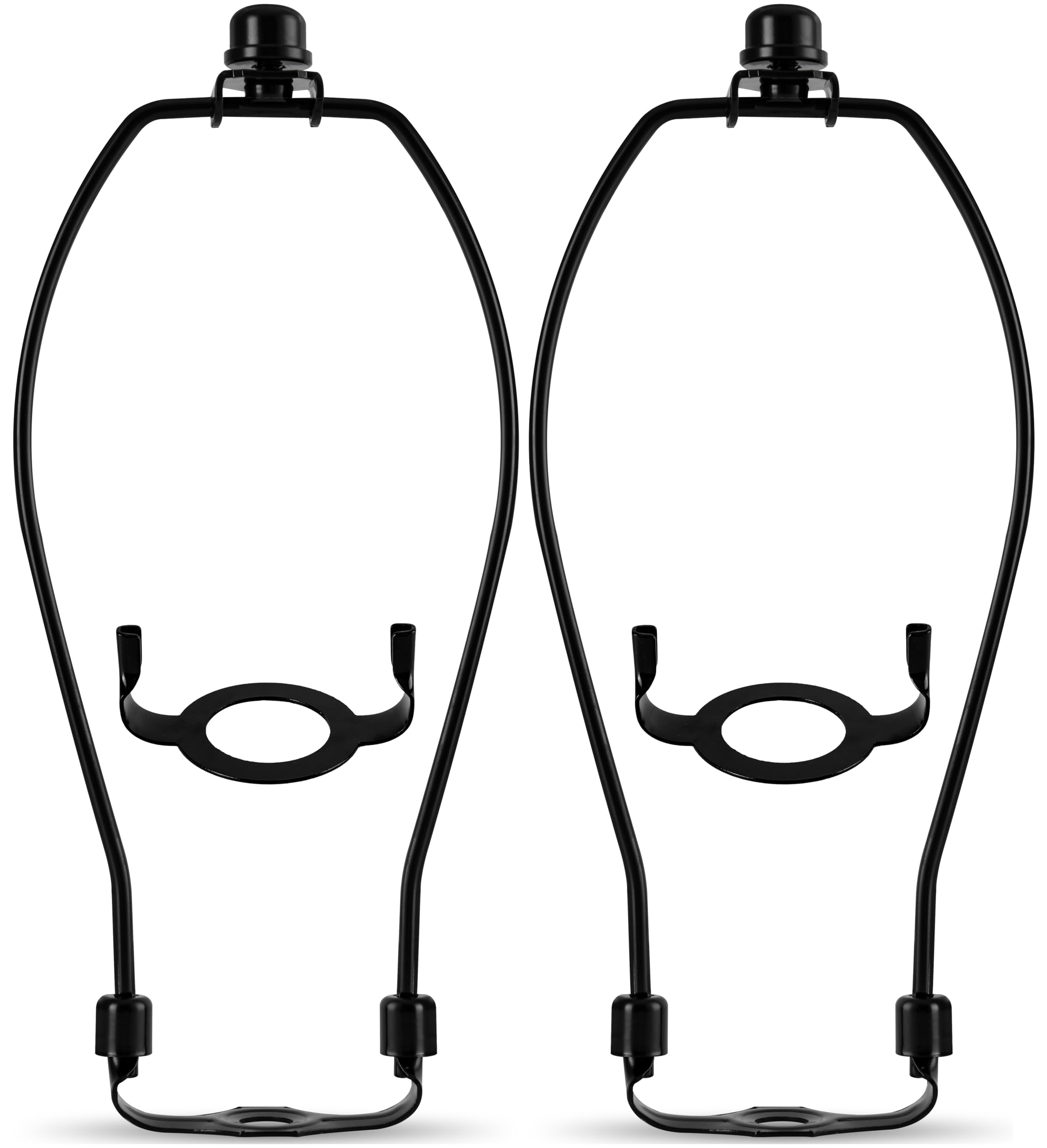 GO&SO 2 Pack Black Lamp Harp Kit 8 inch with E26 UNO Light Base Set, Detachable Lamp Shade Adapter for Table & Floor Lamps, Heavy Duty Bracket DIY Light Fitting with 3/8 Standard Saddle & Finial