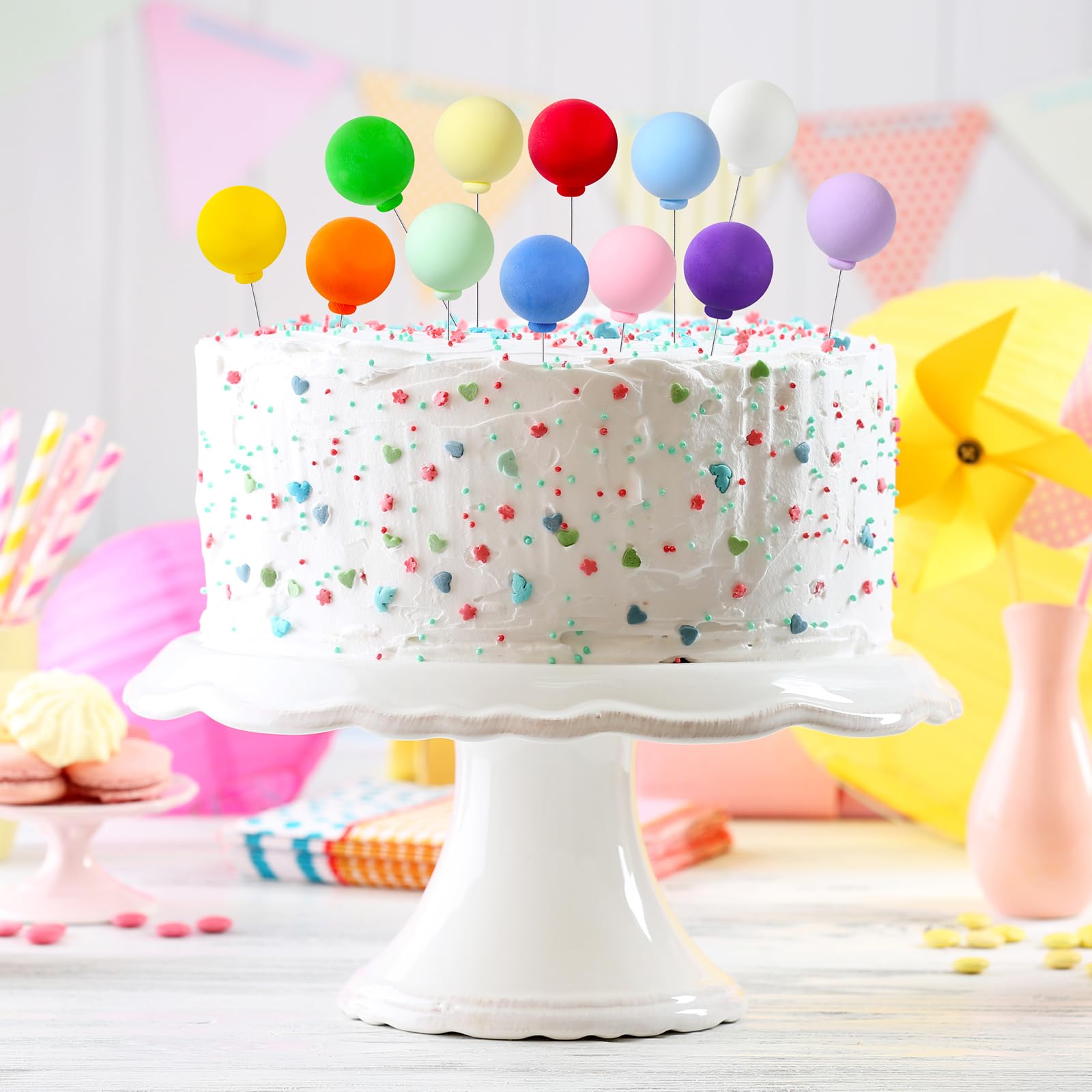 40 Pcs Mini Balloon Cake Toppers Colorful Rainbow Cake Topper...