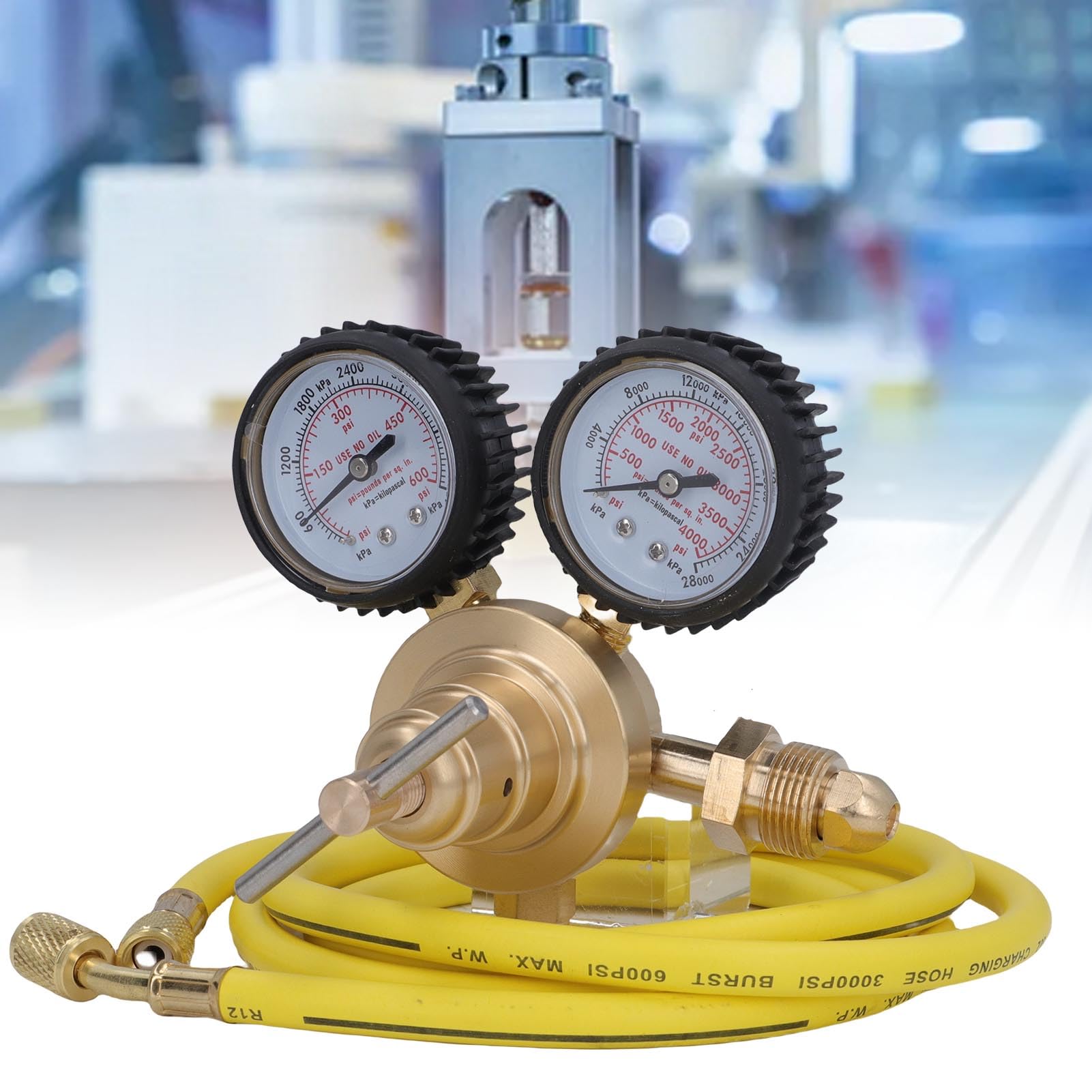 FTVOGUE CGA580 Wlotowy Regulator Azotu Mosiądz Mosiądz z 60 -calowym Wężem do Testowania Ciśnienia Dystrybucji Powietrza HVAC