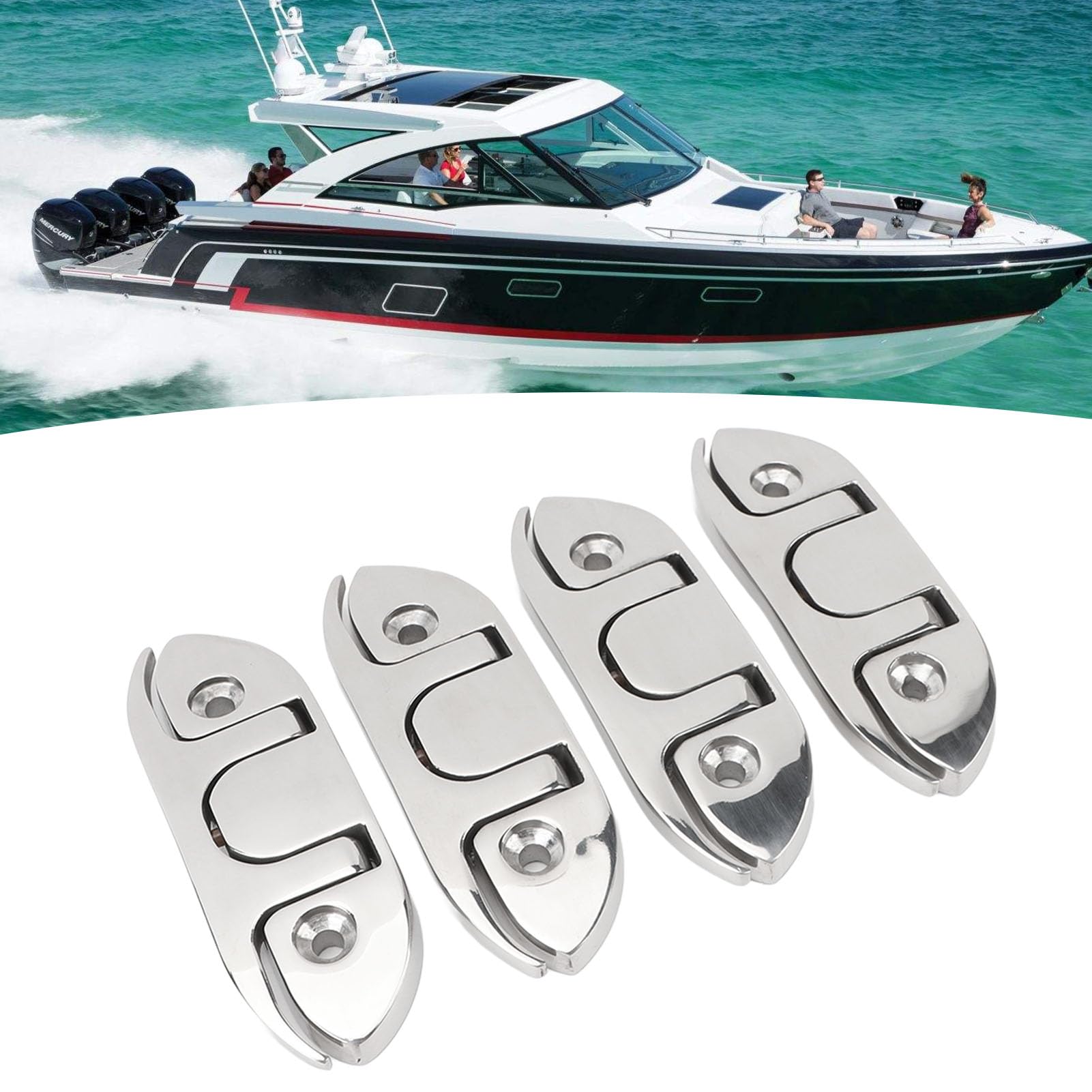 Akozon 4PCS 4.7 Pollici Bitta Pieghevole per Barca 316 Bitta Pieghevole per Barca Acciaio Inossidabile Marine Dock Corda di Ormeggio Bitta per Barca Accessori per Yacht FRPGonfiabili