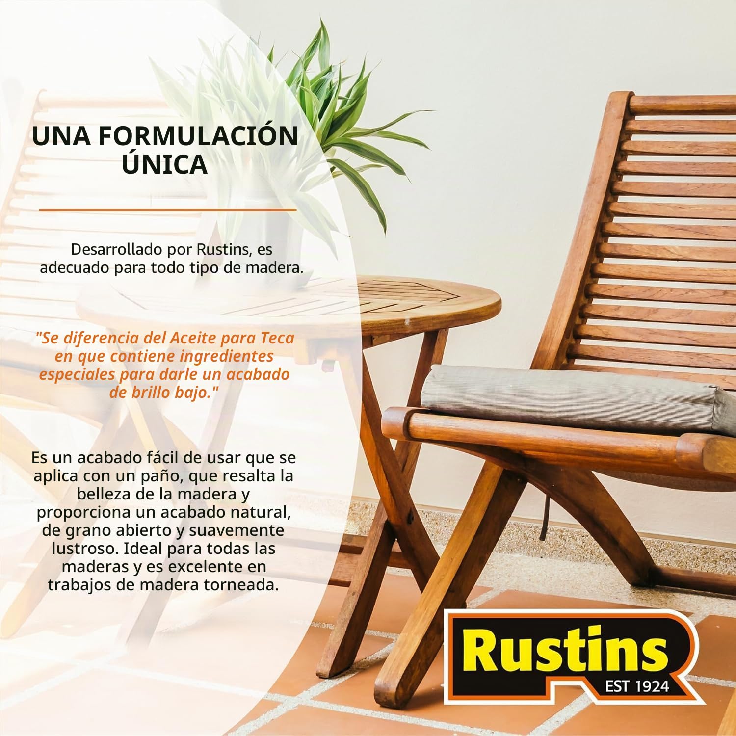 Rustin's Aceite danés para todo tipo de madera interior y exterior - Claro - 250ml - DANO250FR