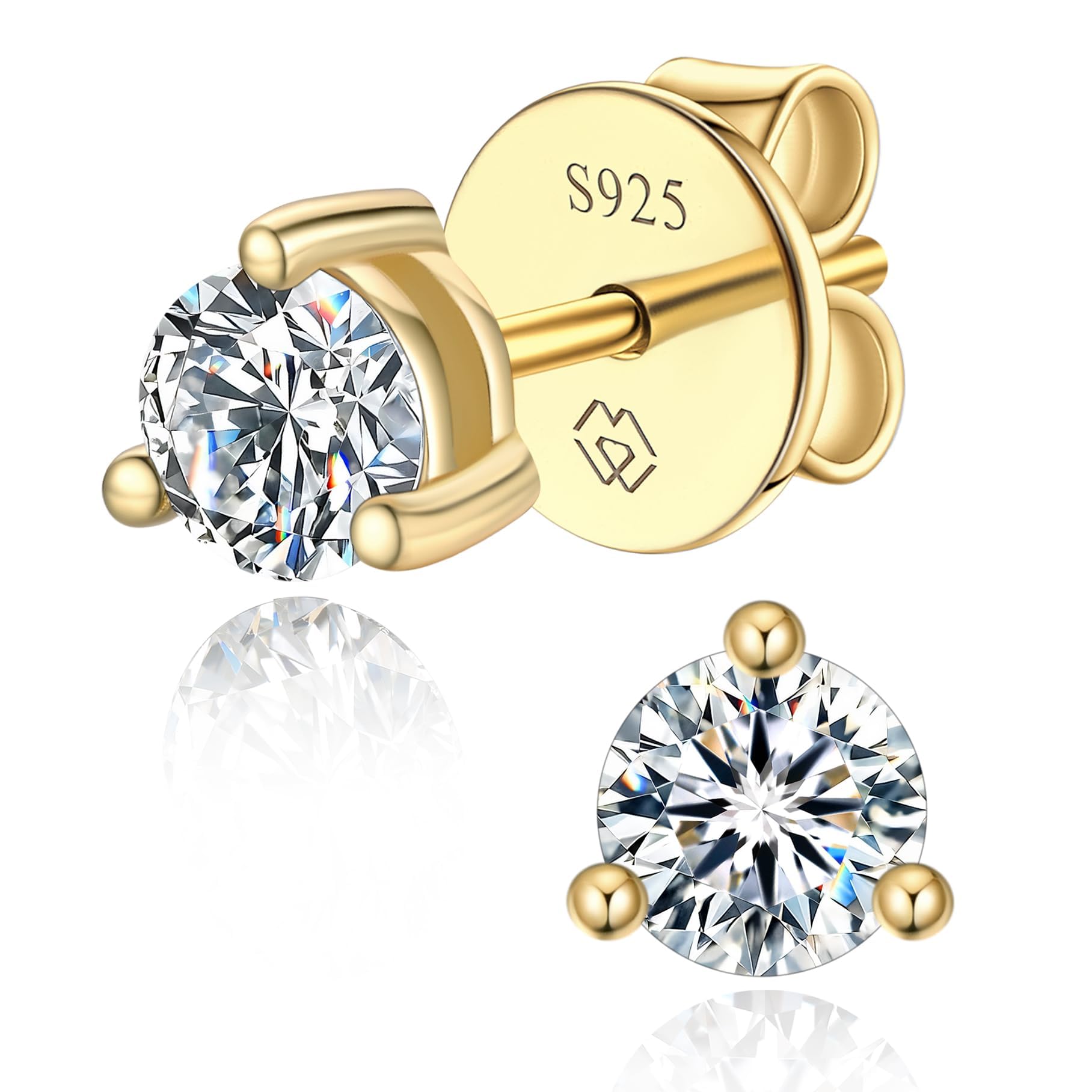 MomentWish Moissanite Ohrstecker Silber 925, 0,6-3 Karat Ohrringe Damen 585 Weißgold/Roségold/Gold Beschichtete Diamant Ohrring Hypoallergen Schmuck Geschenk für Frauen