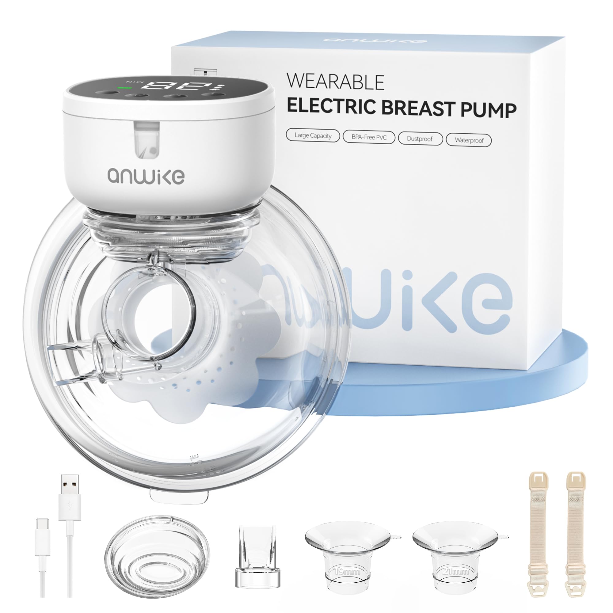 Wearable Breast Pump Hands Free 230g – Quiet 40dB Electric Breast Pump with 4 Modes 9 Levels, 2.5h Fast Charge, Smart Timer, 135° Flange, BPA-Free, for Travel & New Moms, Black