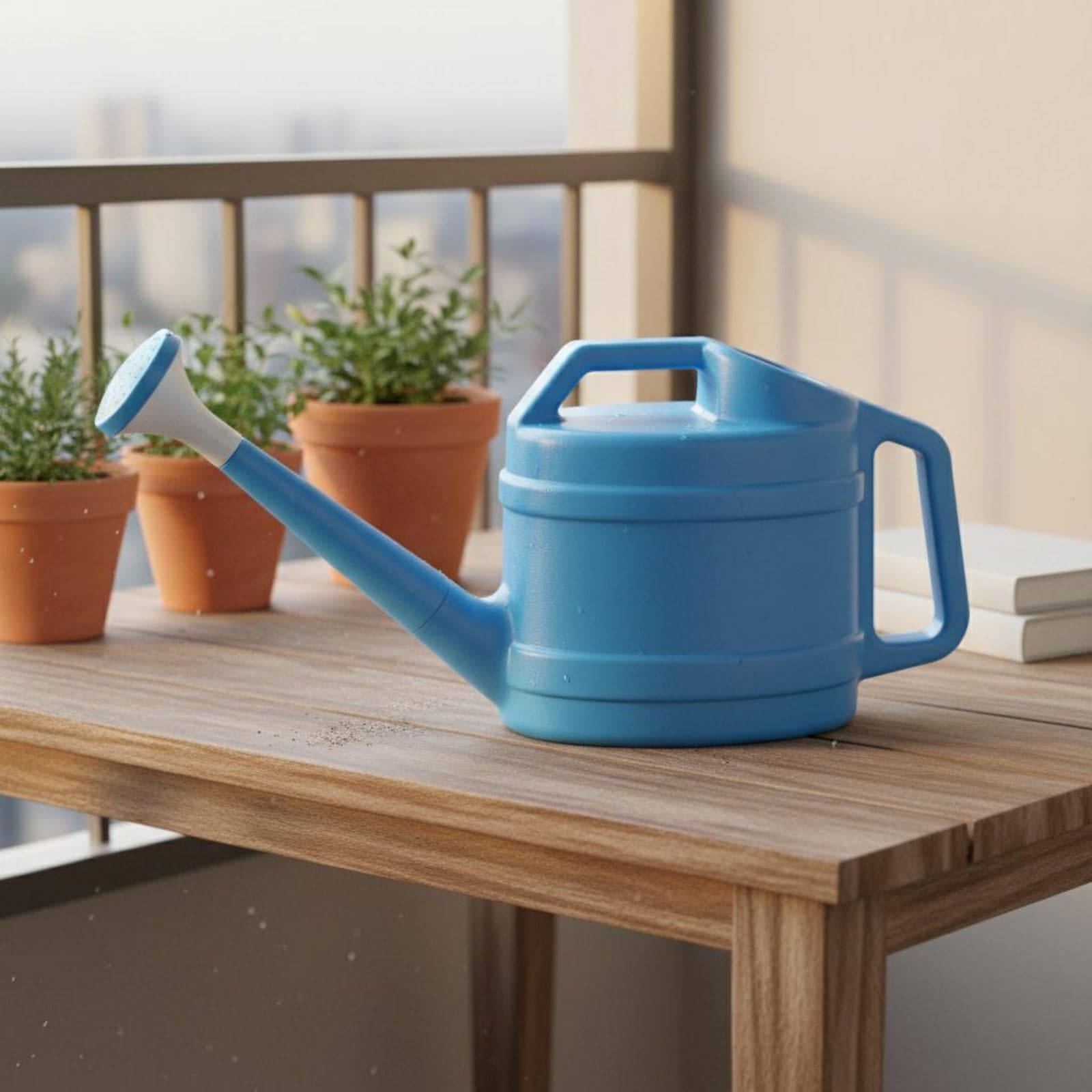 Qianly Gießkanne Langer Auslauf Plastik-Gießkanne große Kapazität Blumengießkanne für Hobbygärtner, Balkon, Zimmerpflanzen, Garten, Grün, 10L