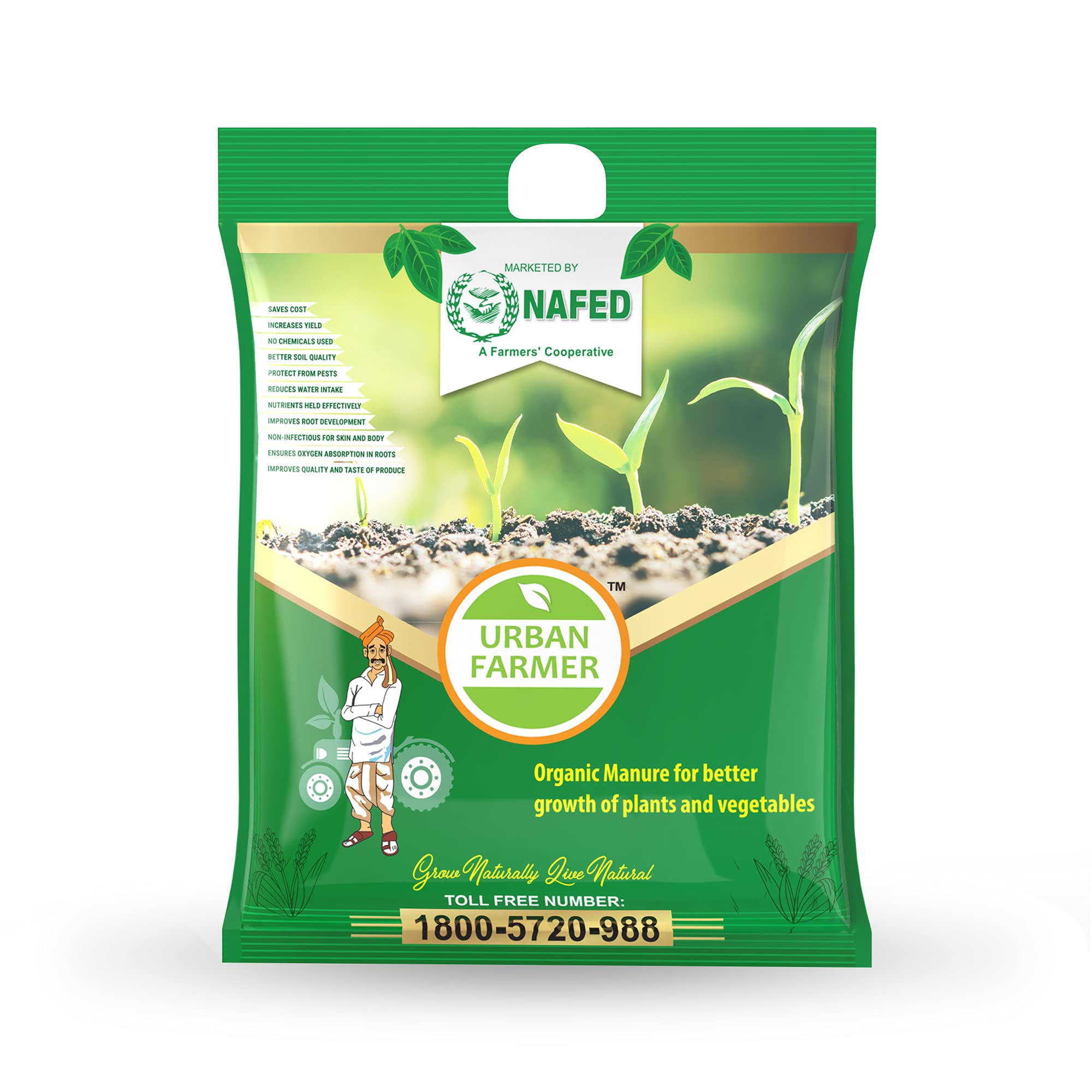 URBAN FARMERNAFED Certified Organic & Natural Plant & Vegetable Manure for Indoor, Outdoor & Home Gardens-(2 KG)