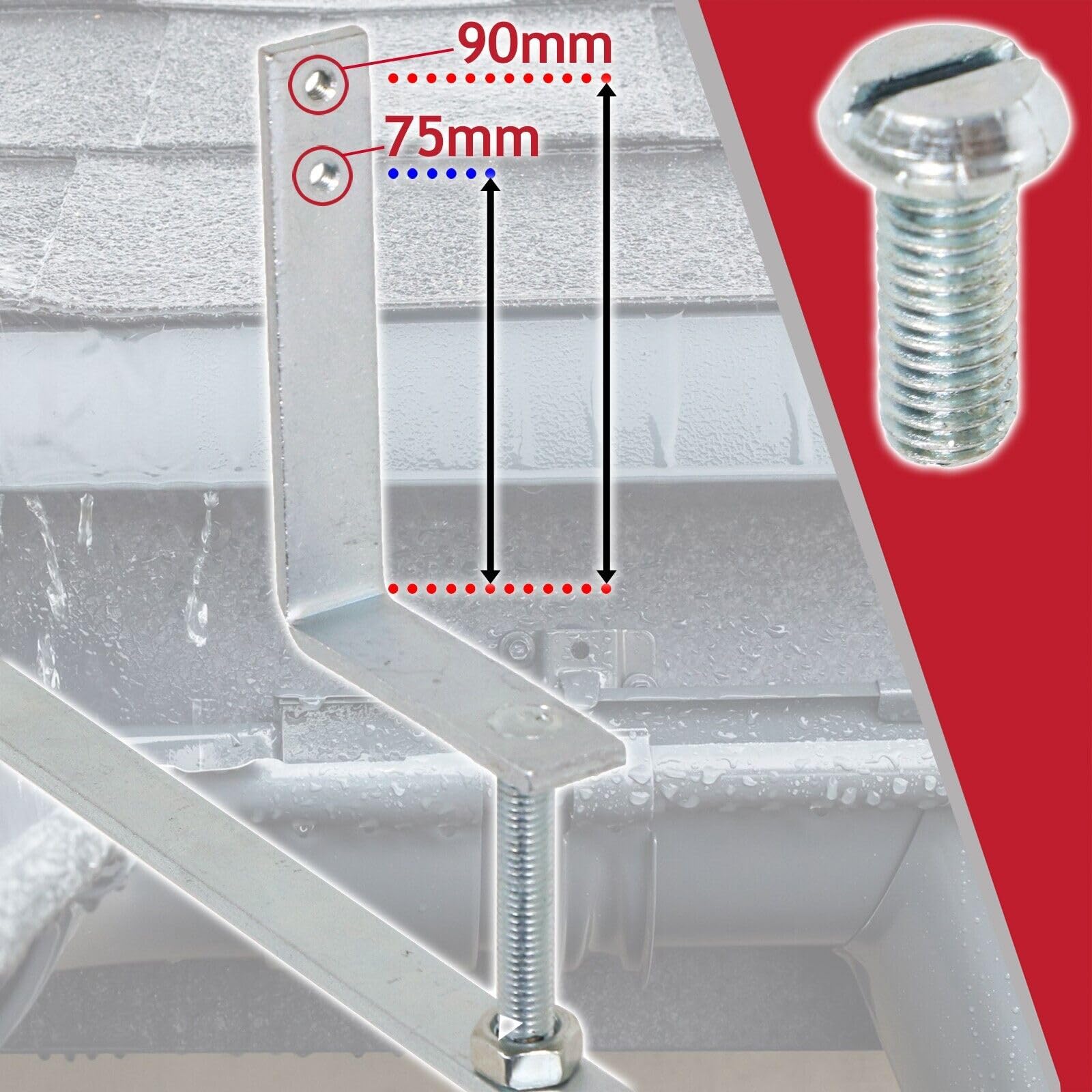 SPARES2GO Universal Dachrinnenhalterung aus verzinktem Stahl, verstellbar, 5 Stück