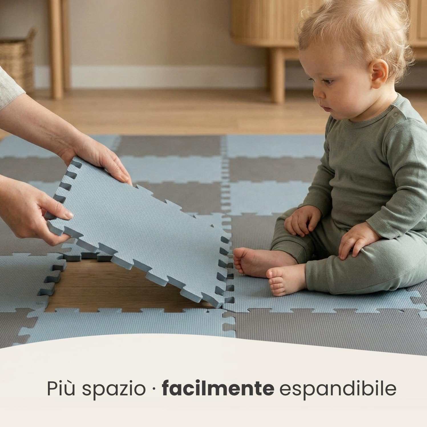 LittleTom 18 Pezzi Tappeto Puzzle per Bambini - Certificato TÜV - Piastrelle EVA con Bordi 30x30 cm - Pavimento Morbido e Antiscivolo - Superficie Puzzle Protettiva per la Cameretta e Gioco a Terra