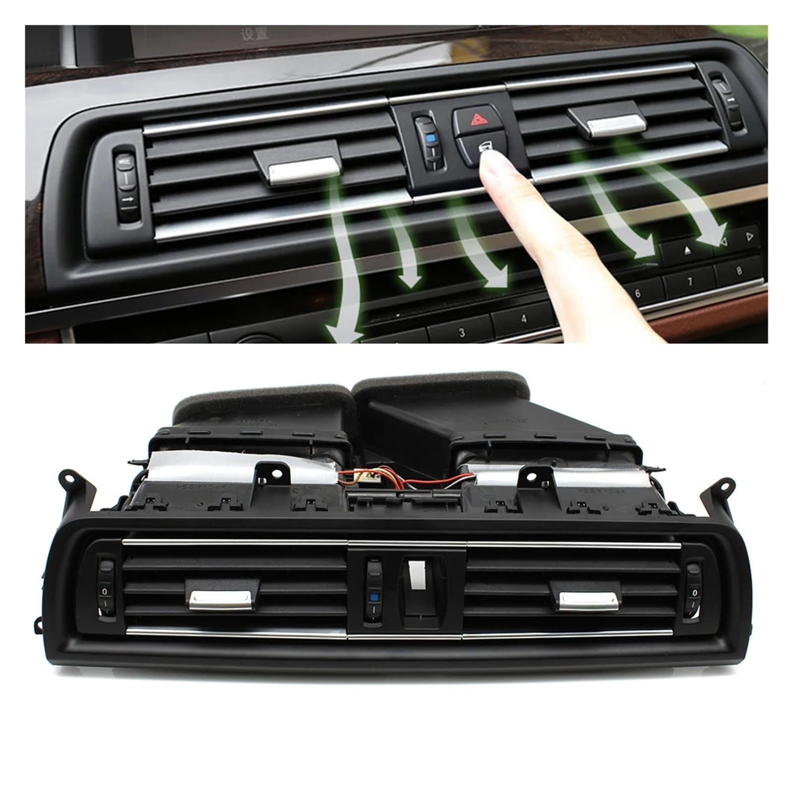 Per BMW Serie 5 Per F10 Per F11 523 525 528 530 64229209136 Griglia Sfiato Condizionatore D'aria Centrale Anteriore Gruppo Uscita Presa D'aria Condizionata Auto(With Chrome)