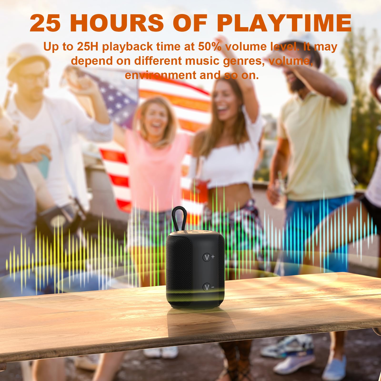 Bobtot Bluetooth Speaker Portable Bookshelf Wireless Speaker, 25H Playtime Bluetooth Shower Speaker Waterproof Outdoor TWS Speaker for Home Party