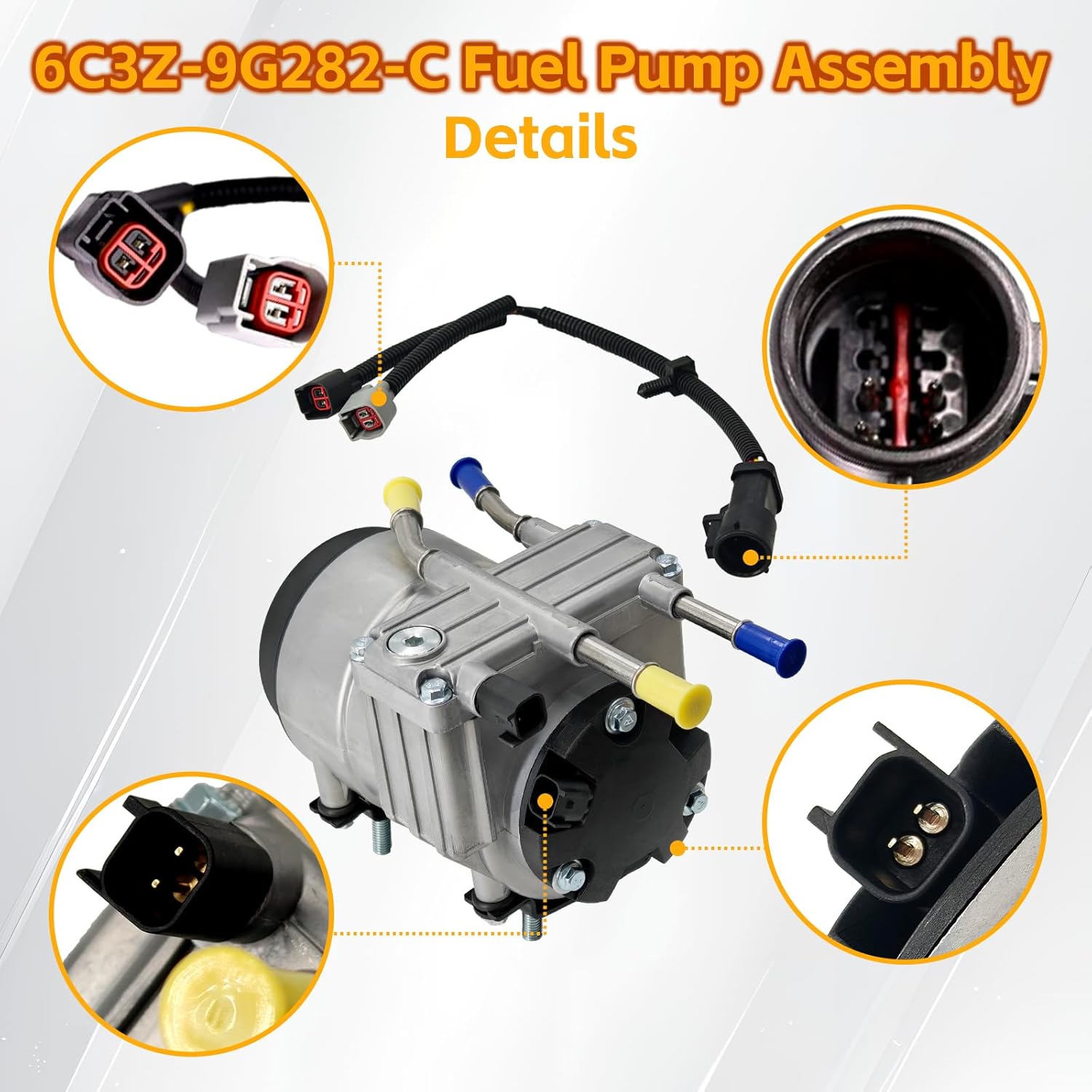 6C3Z-9G282-C HFCM Fuel Pump Filter Assembly Fit for 2003–2007 Ford F250 F350 F450 F550 Super Duty/Excursion 6.0L PowerStroke Diesel Replaces PFB-101 6C3Z9G282C