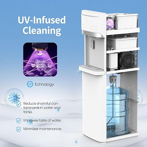 Miniatura 4 de IKT Dispensador de agua fría y caliente autolimpiante con carga inferior para máquina de hielo para botella de 5 galones, capacidad diaria, 22