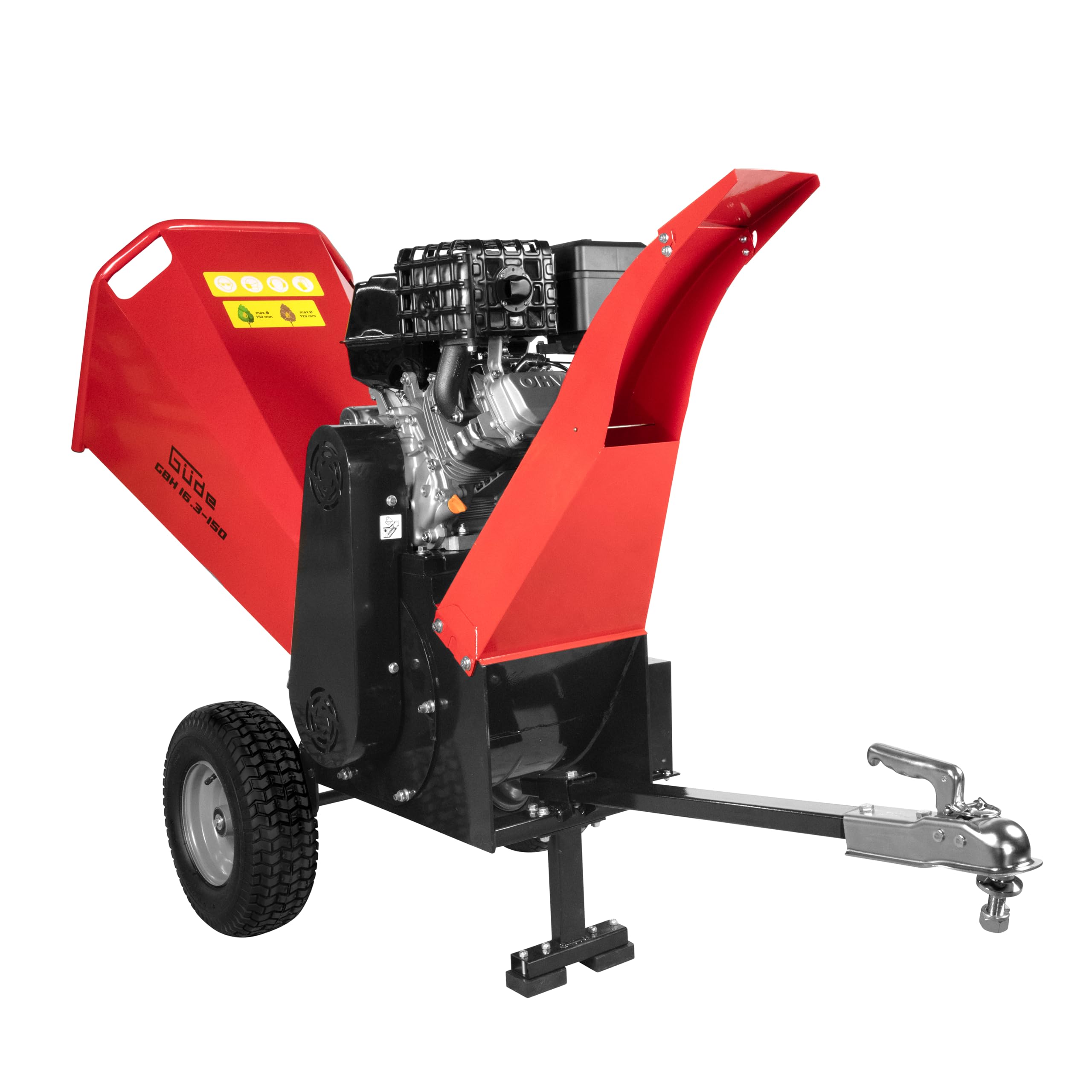 Güde GBH 16.3-150 - Trituradora de jardín de gasolina - OHV motor de 4 tiempos, cilindrada de 500 centímetros cúbicos, 12 kilovatios, 16,3 CV, hasta 15 centímetros de grosor de rama, arranque