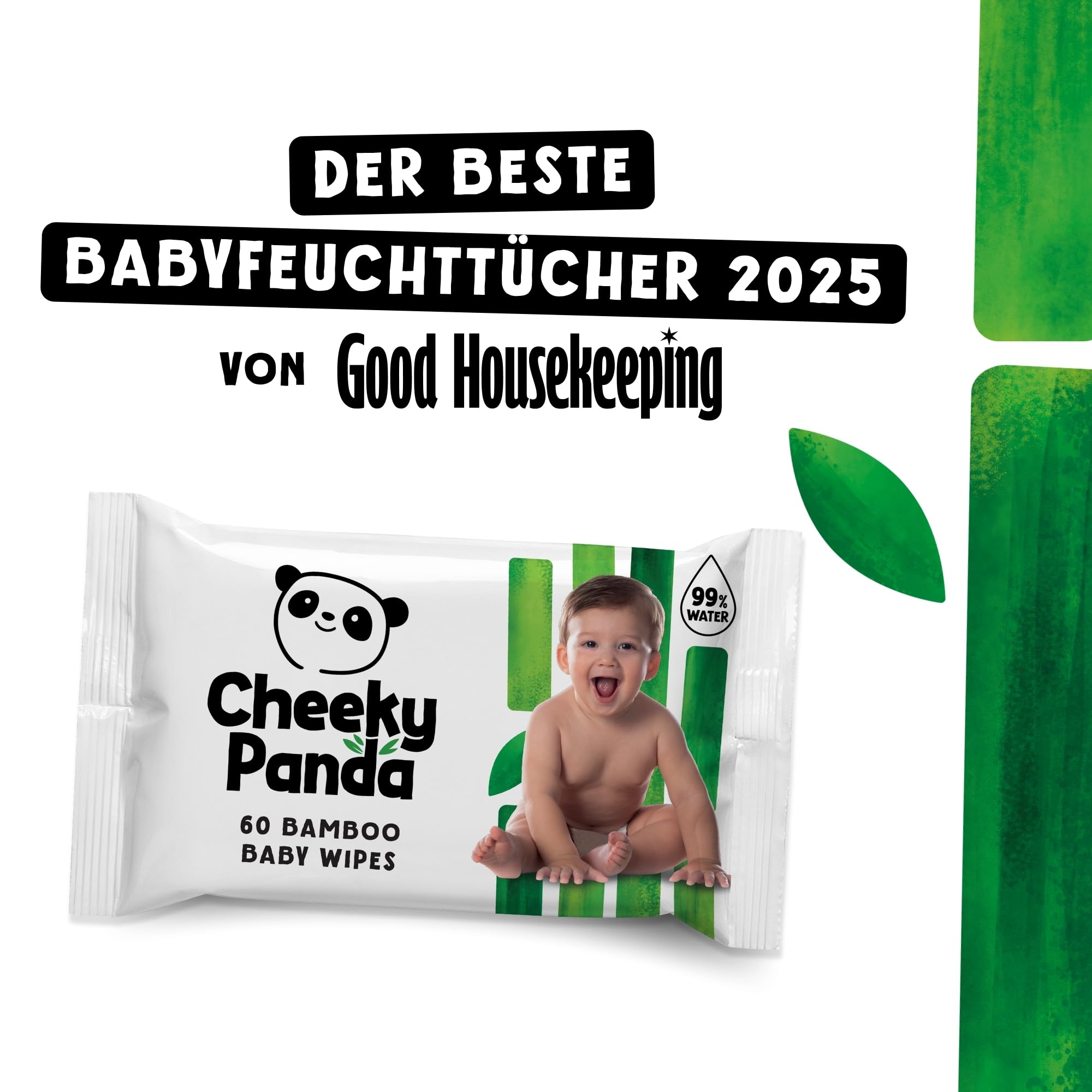 The Cheeky Panda 1536 Baby-Feuchttücher aus Bambus, biologisch abbaubar, Multipack, 24 Packungen