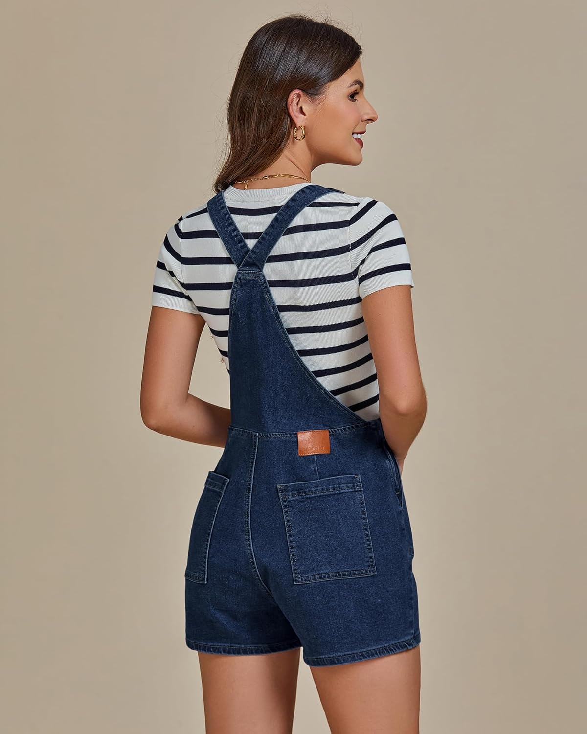 luvamia Jean Overalls for Women Shorts Bib Adjustable Straps Side Zip Stretchy Denim Rompers Casual Summer Shortalls - Image 2