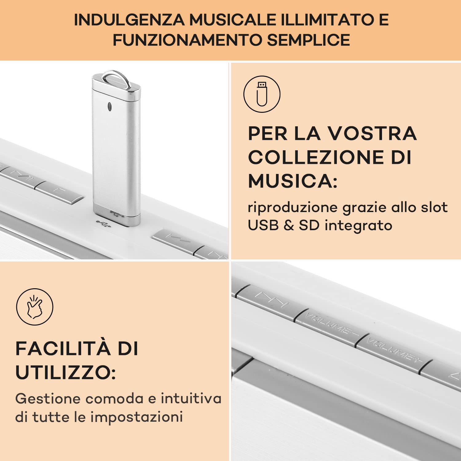 oneConcept Radio Portatile con Lettore CD HiFi, FM Stereo, AUX, 2 Altoparlanti, Display LCD, Telecomando, Sveglia, MP3, SD