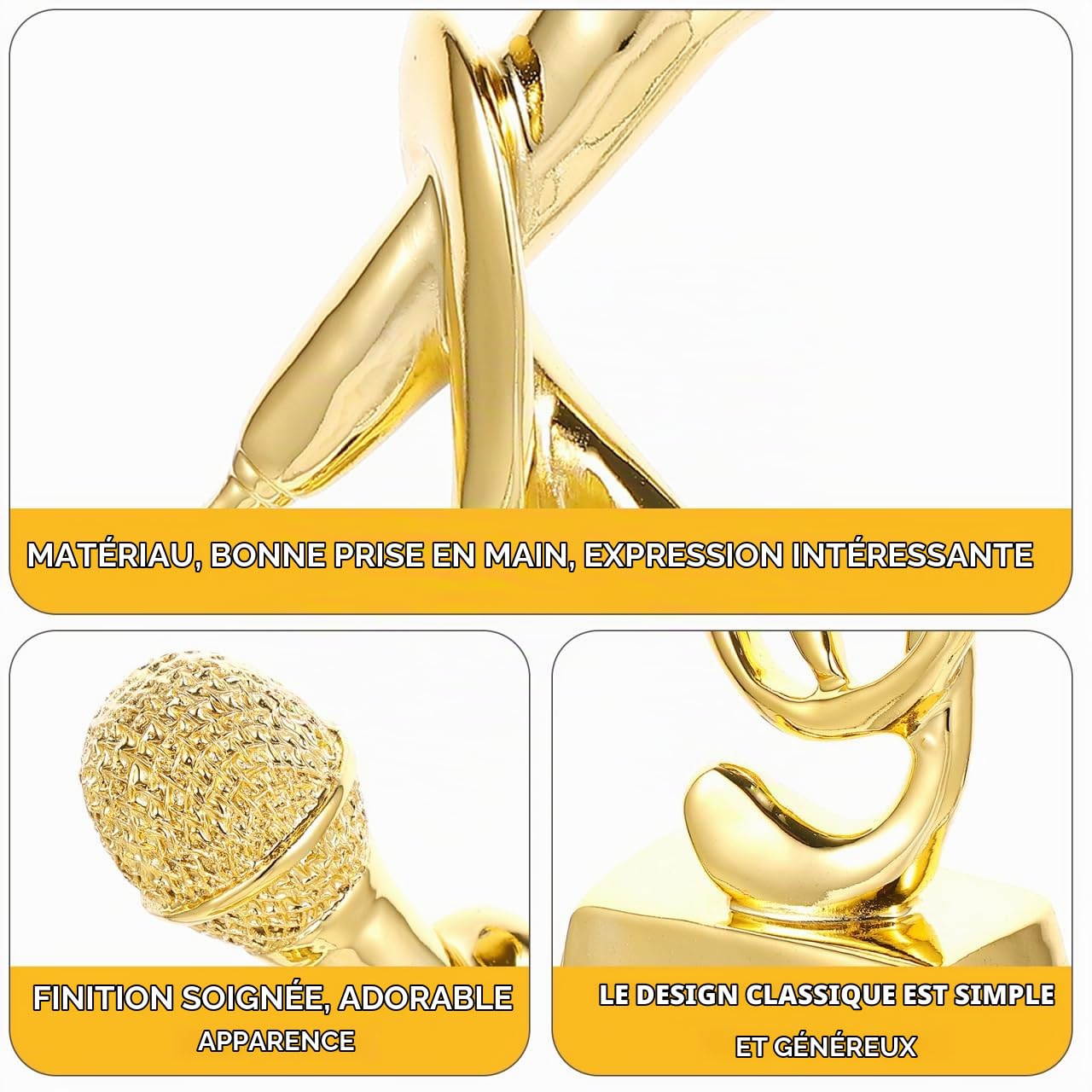 Alipis Trophée De Microphone Doré Trophée De Chant Trophée De Récompense Trophée De Décoration en Or Microphone Petit Microphone Décor Musical Microphone pour Enfants Mini Petit