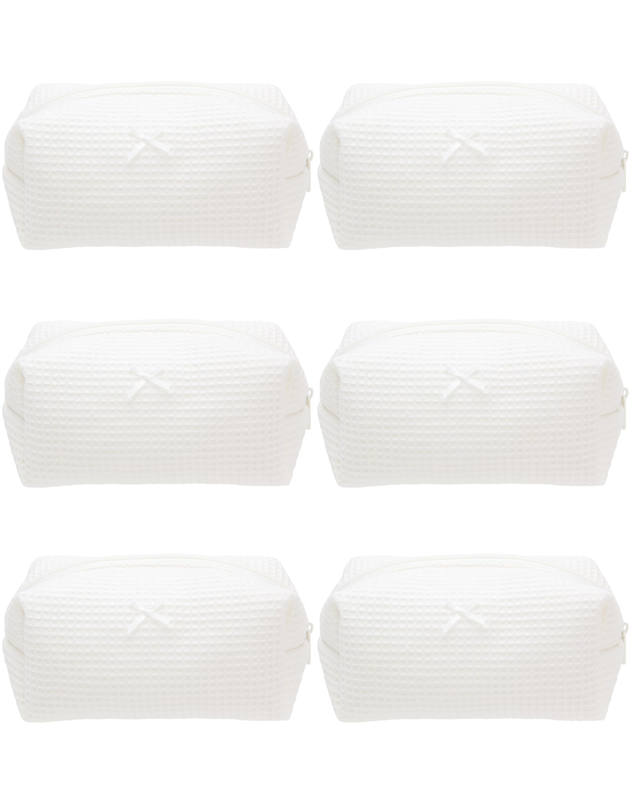 Photo 1 of PAZIMIIK 6PCS Cozy Makeup Bag Travel Cosmetic Bag for Women Soft Toiletry Bag Aesthetic Makeup Organizer Portable Large Zipper Pouch for Skincare Beauty Accessories Brushes Waffle Check Cream White