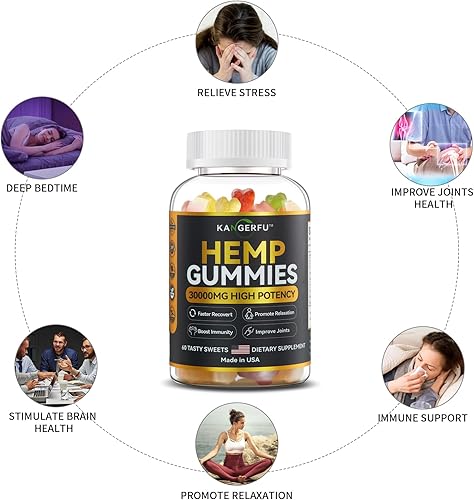 Miniatura 2 de KANGERFU Hm - Gomitas para el dolor articular y muscular, 30,000 mg, restaura el estado de ánimo saludable, relajación y estrés, extracto de aceite