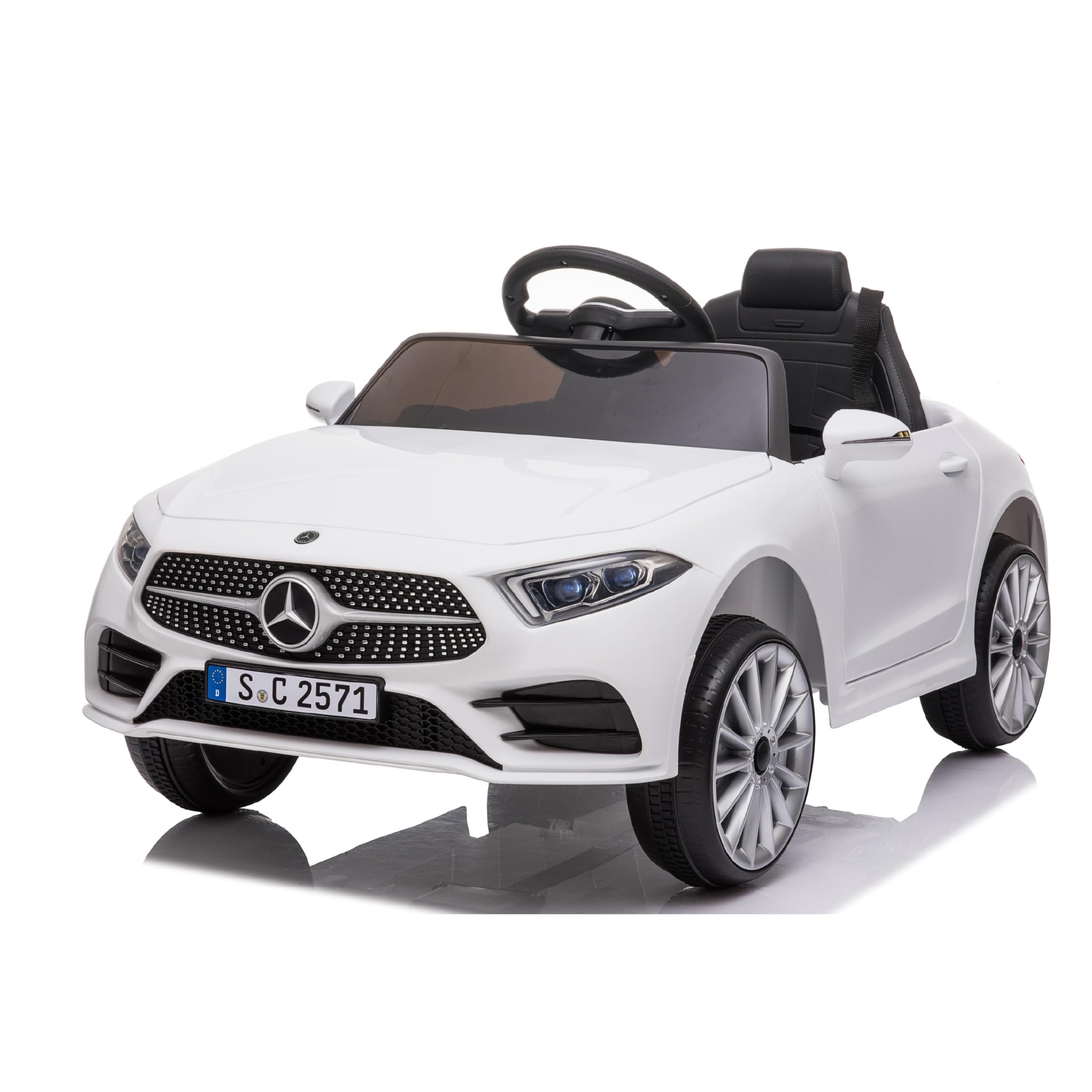 Baroni Toys Macchina Elettrica per Bambini Mercedes AMG Baby car Elettrica Full Optional Bianca, Auto Telecomandata con Sedile in Plastica e Porte Apribili, Batteria 12 V, Carico fino a 30 Kg