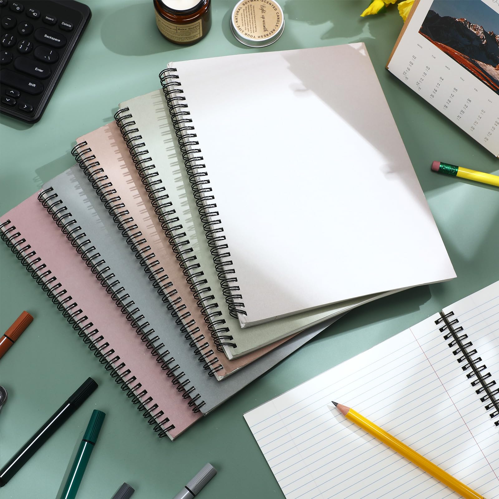 Glenmal 6 Pcs Spiral Notebook For Work A4 8.5 X 11'' College
