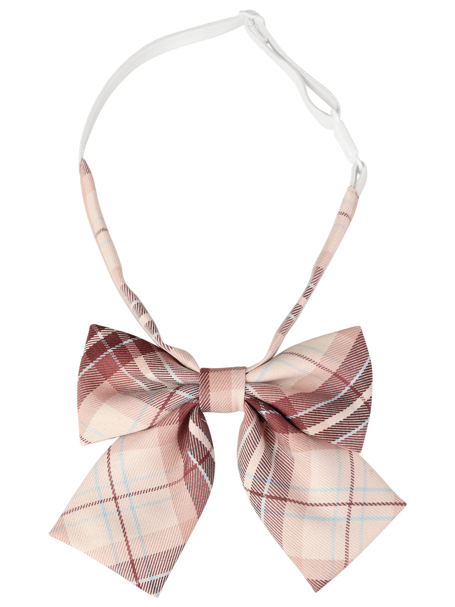 Elerevyo Women's Red Pink Plaid Tie Uniform Pre-Tied Bowknot Cute Stylish Colorful Bow Ties One Size