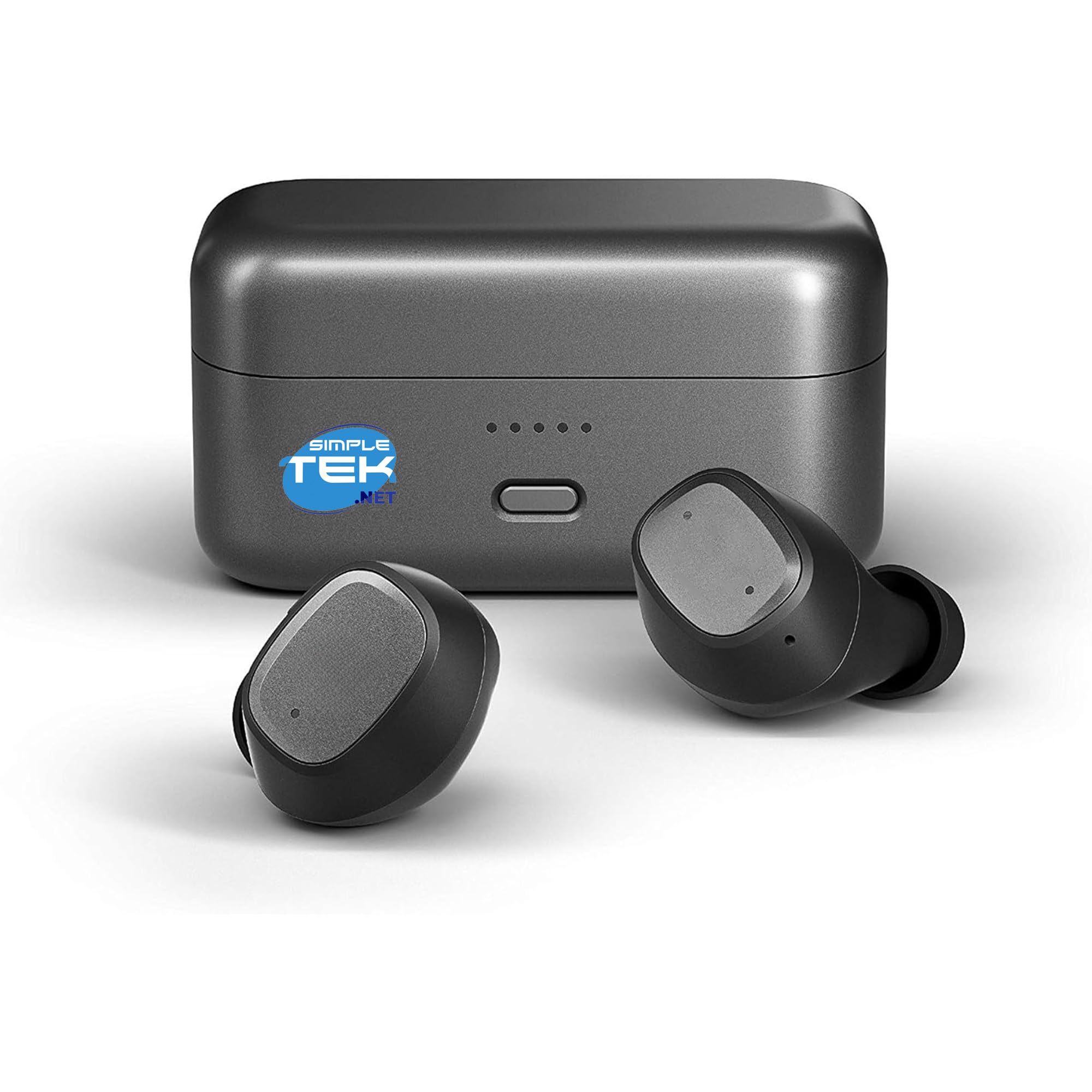 SIMPLETEK - Auricolari TWS wireless gaming 1D/2D con Bluetooth 5.1, autonomia 5 h + 15 h custodia, microfoni duali, IPX5 – nero