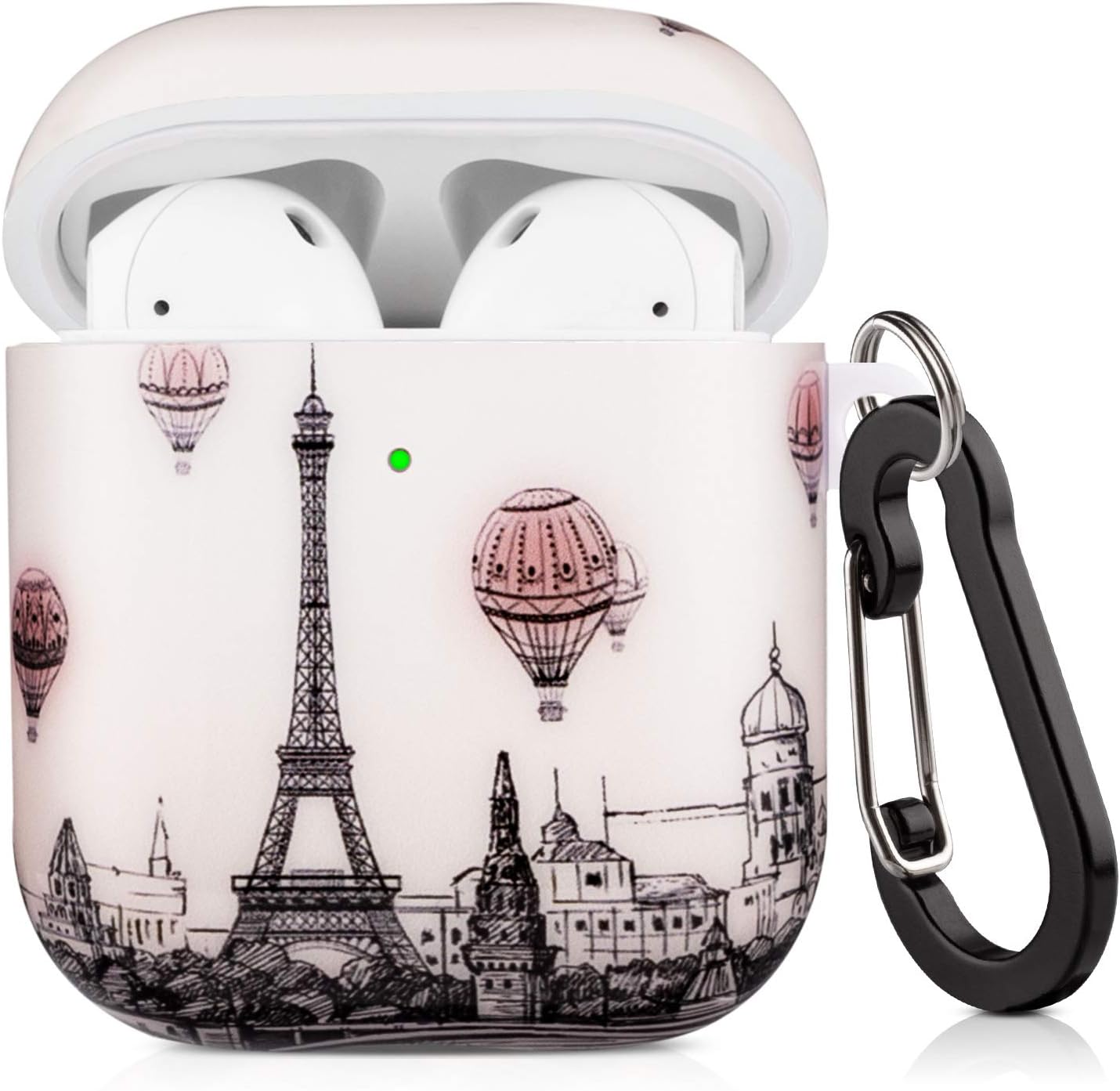 Cutebricase Airpods Case, Paris Tower Airpod Case Protective Hard Airpod Case Cover for Apple AirPods 2 & 1 with Keychain Compatible with Wireless Charging