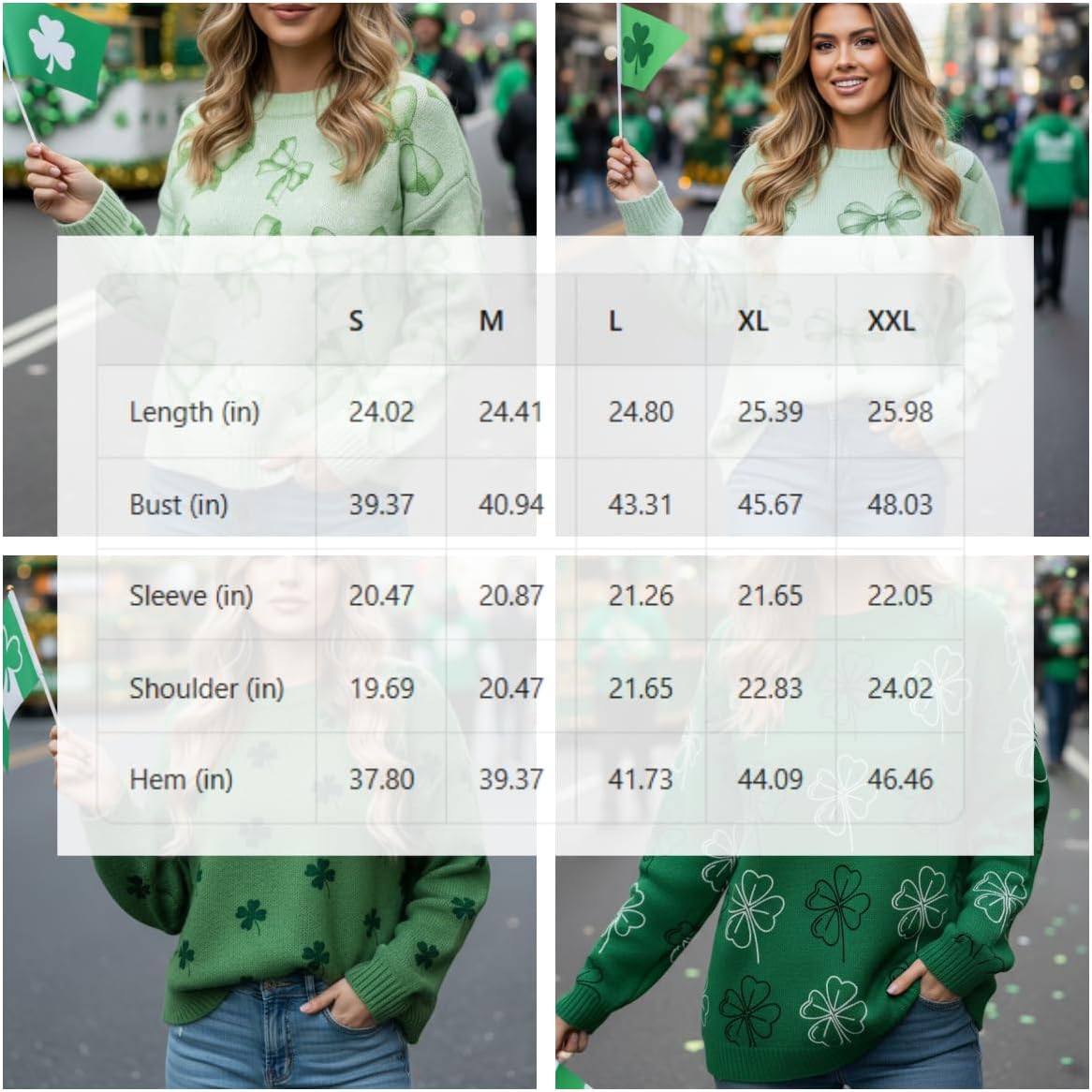 Womens Crewneck St Patricks Day Lightweight Sweaters Irish Shamrock Knitted Long Sleeve Pullover Sweaters