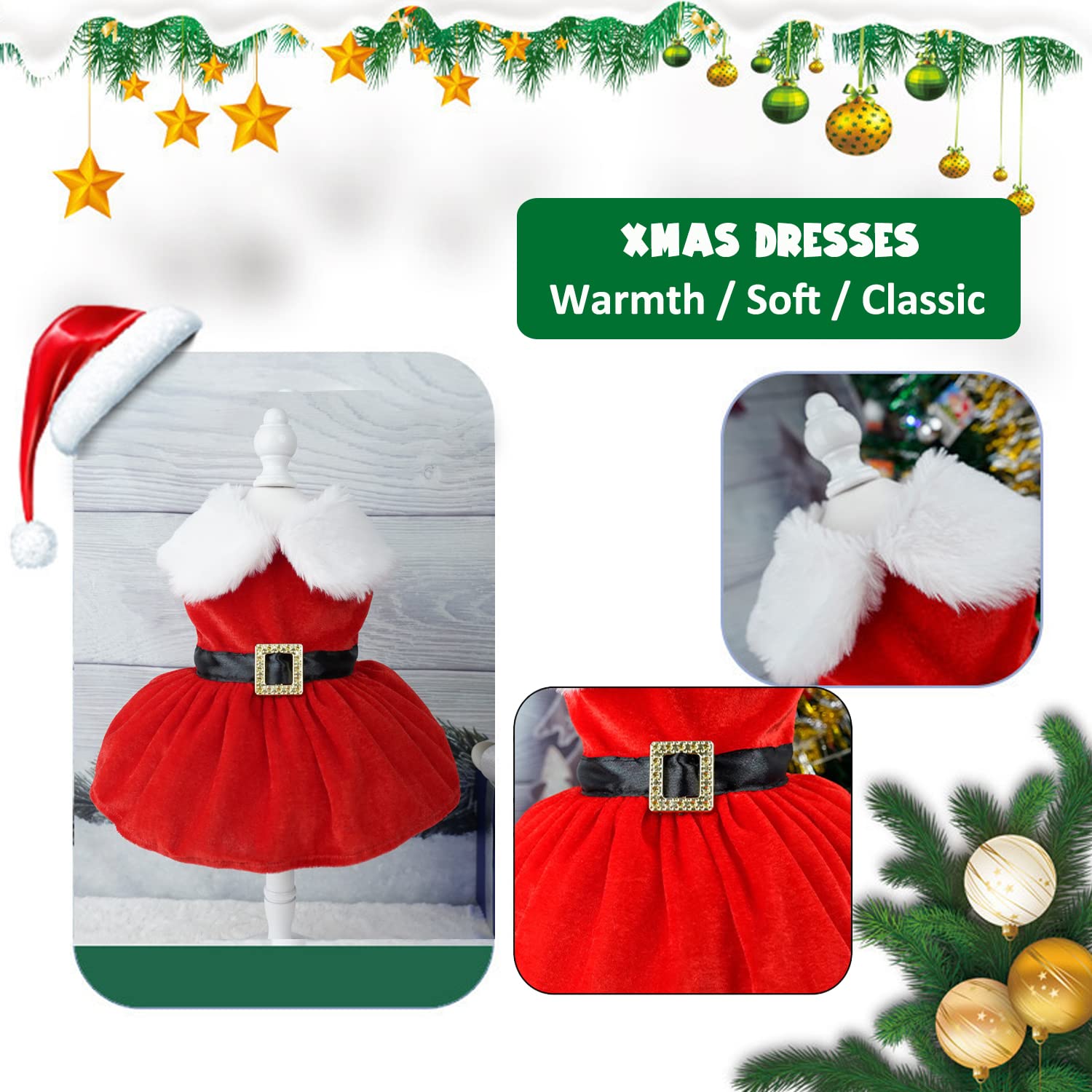 Kerstkleding jasje voor kleine honden/hondjes 34 cm