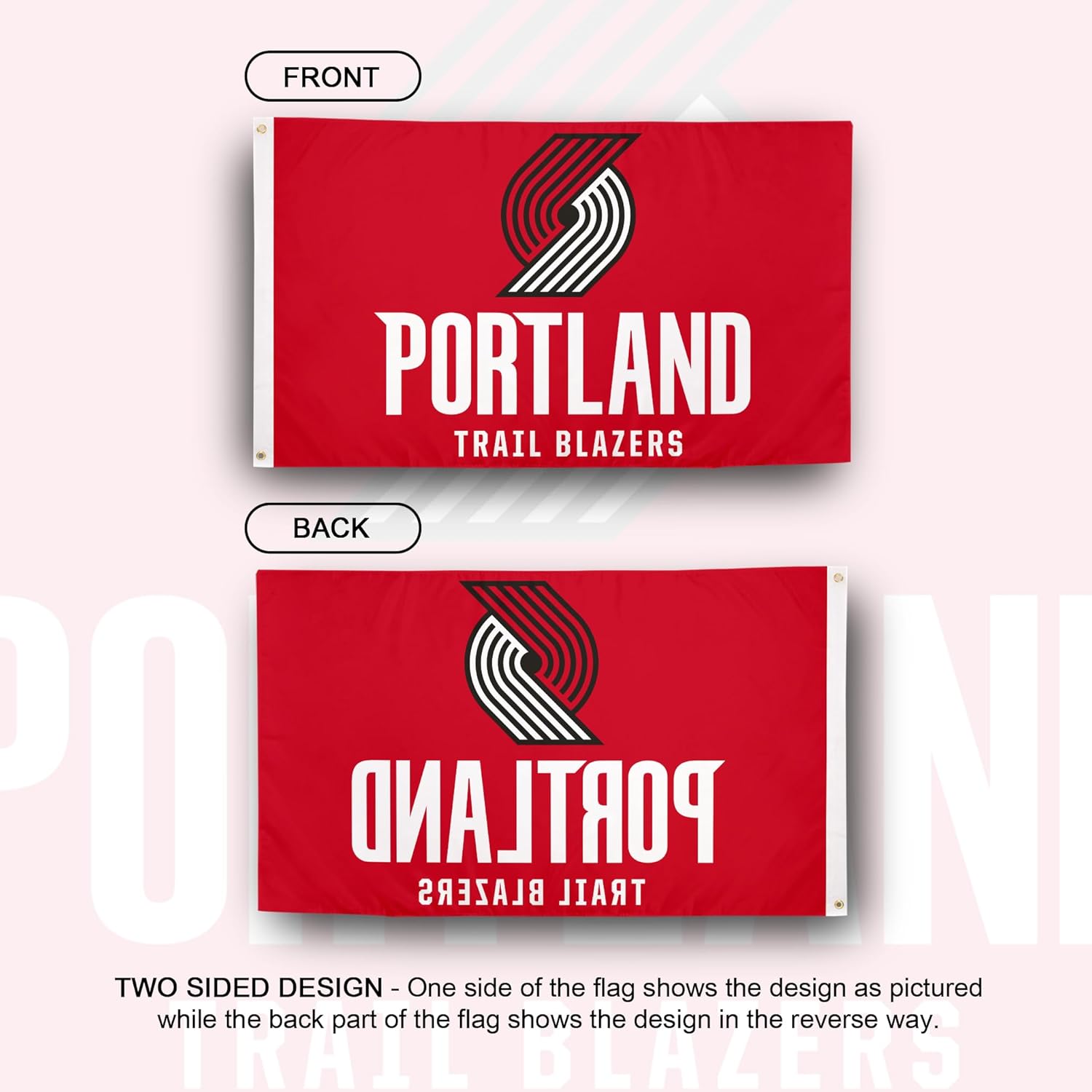 Desert Cactus Portland Trail Blazers Flag NBA 100% Polyester Indoor Outdoor 3x5 feet National Basketball Association Team Flags (Flag #2)