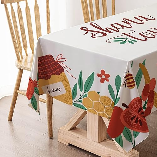 Miniatura 3 de Hafangry Shana Tova - Mantel decorativo para decoración de Año Nuevo, judío, Año Nuevo, suministros para fiestas, cocina, comedor, hogar, mesa