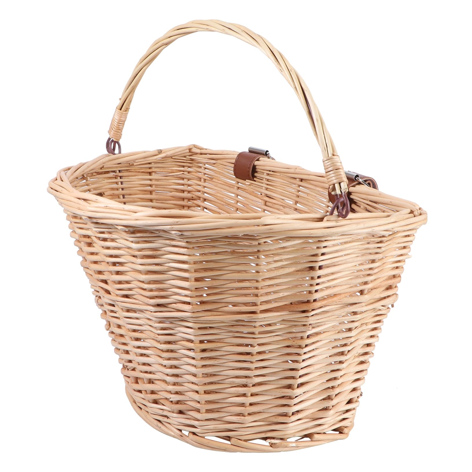 Gatuida Cesta de Mimbre para Bicicleta con Asa Color Caqui Cesta Delantera de Ratán Superficie Lisa y Cómoda Color Aleatorio para Almacenamiento y Ciclismo al Aire Libre
