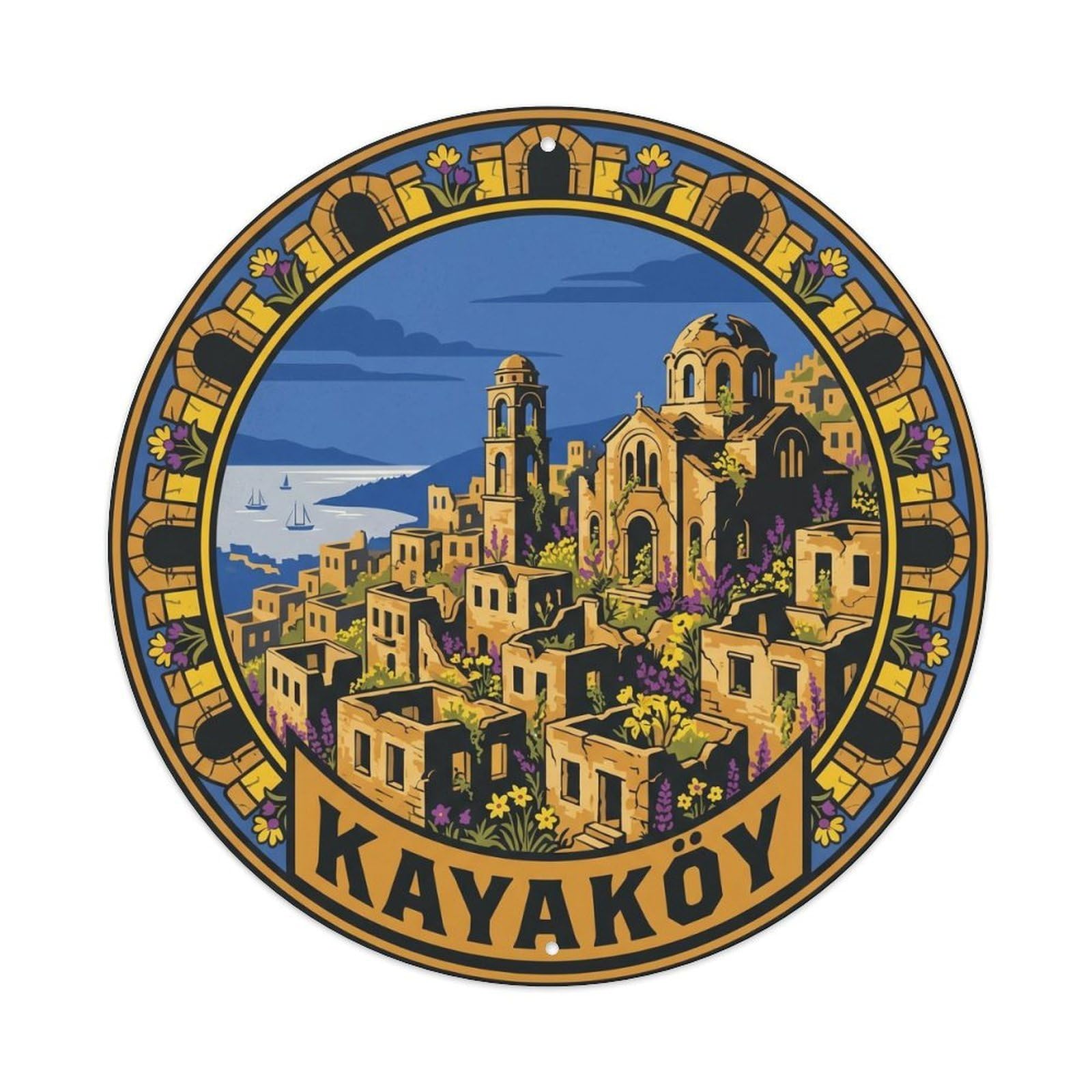 Kayakoy Ghost Village Aegean Heritage Turkey Metal Tin Sign