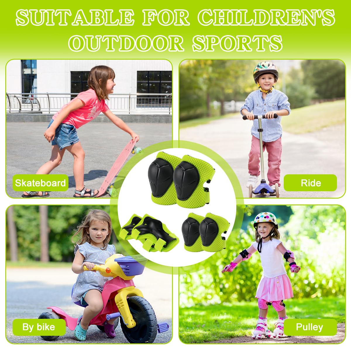 Juego de Protecciones Skate Niño 6 Piezas Conjuntos de Patinaje Set Infantiles Rodilleras con Muñequeras y Coderas Protecciones Niño para Bicicleta Patinaje Ciclismo Monopatín Deportes Extremos — view 7