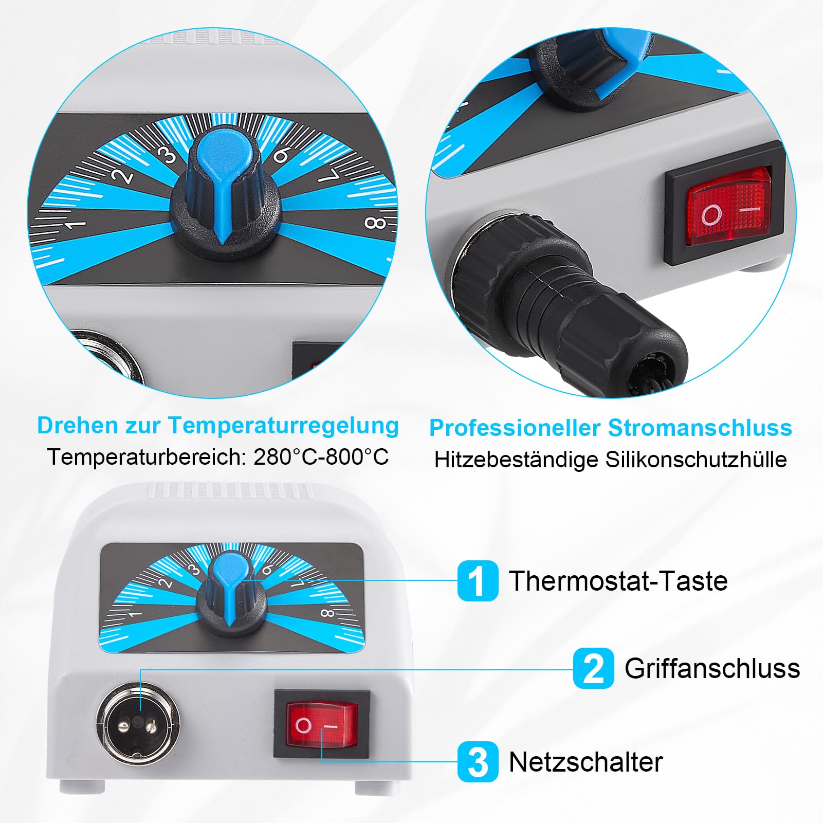 Brandmalerei Set mit Digitalanzeige 280-800°C, Brandmalkolben Profi Holzverbrennungsset mit 30 Drahtspitzen, Schnelles Aufheizen Ergonomischer Griff, für Anfänger DIY Basteln Holz Gravur, Standard