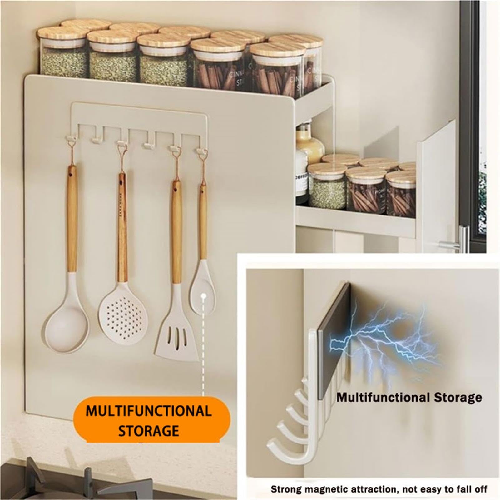Schmale GewüRzablage mit Schublade, Ausziehbares KüChenregal mit Magnethaken, Stehendes GewüRzregal, für GläSer, Salz, SoßEn, Essig