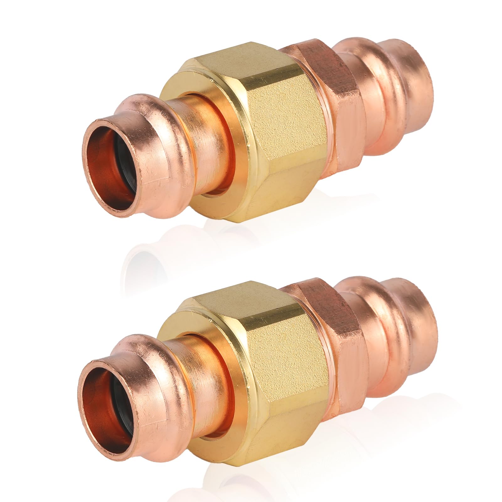 (Paquete de 2) Conectores de unión de Cobre a presión GUOFIS, Acoplamiento a presión de 1/2", Acoplamiento de Cobre de unión LF a presión (PRESS068-2Pack)