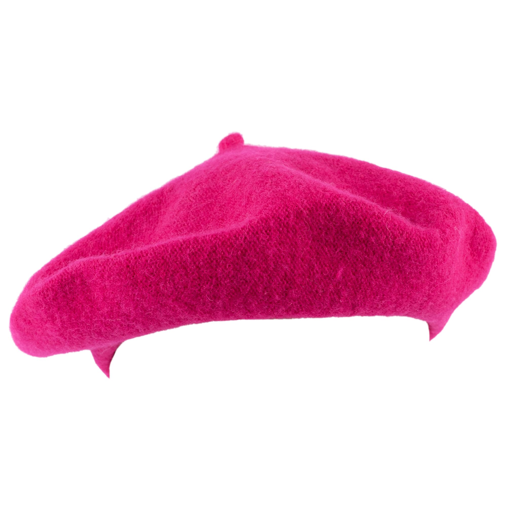 Hat To Socks Wool Blend French Beret for Men and Women in Plain Colours (Fuchsia)