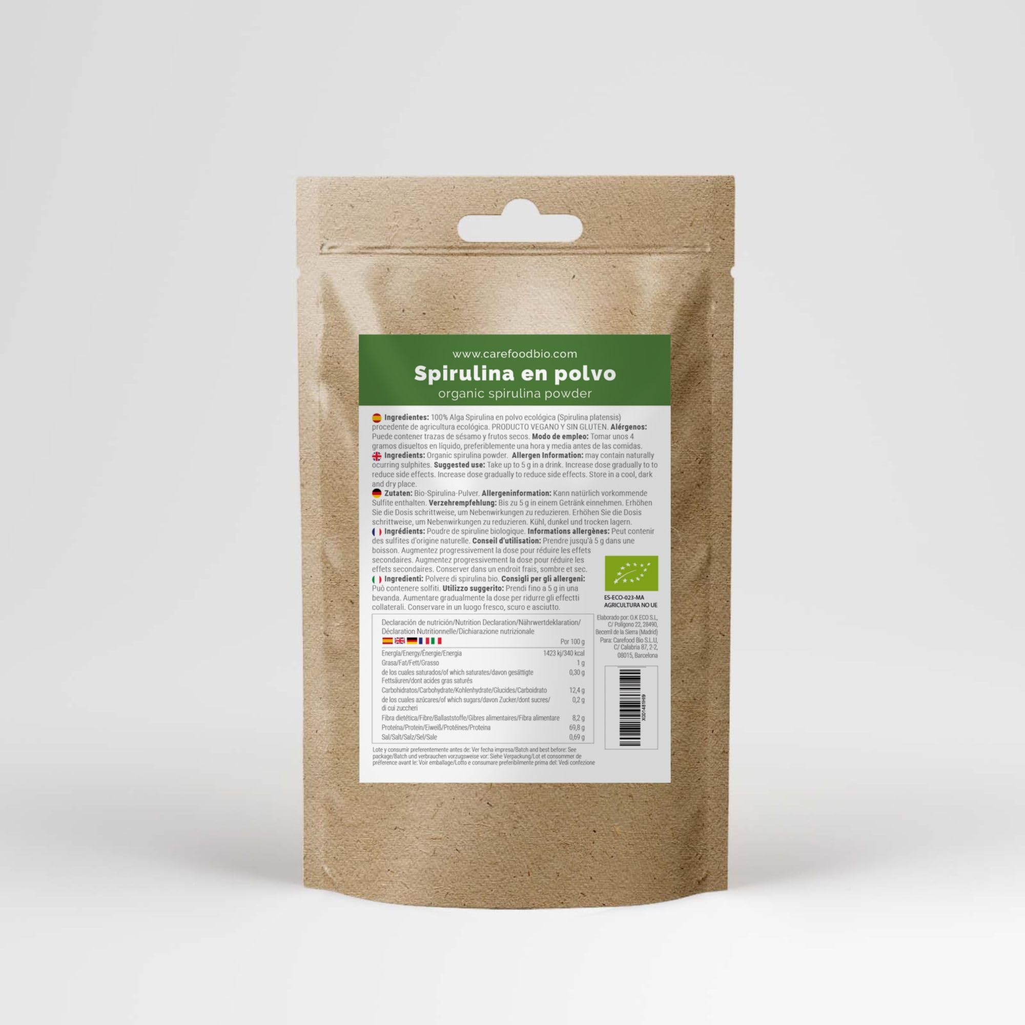 Spirulina Polvere Bio - 200 g - Alga Spirulina in Polvere - Superalimenti - Effetto Saziante - Spirulina Bio