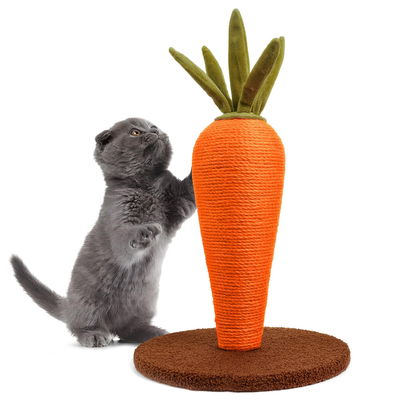 Cat Carrot Scratching Post for Indoor Cats 21'', Cat Sisal Scratcher for Large Cats and Kittens