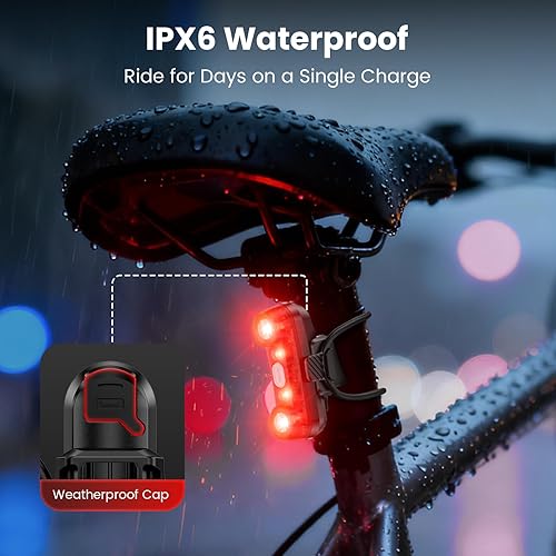 Miniatura 6 de Luz trasera para bicicleta con rastreador de bicicleta, pista GPS en tiempo real (solo iOS, funciona con Apple Find My), 3 modos de luz, recargable
