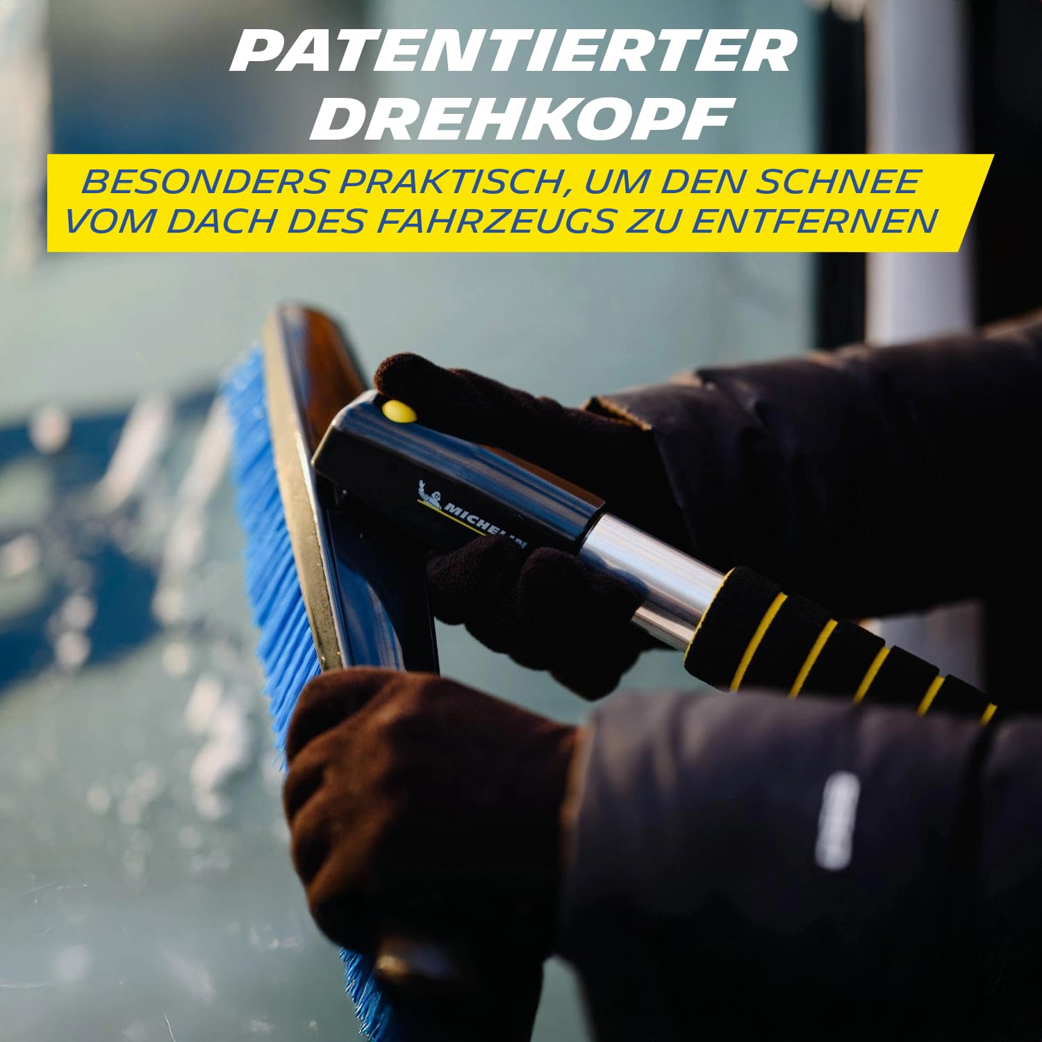 MICHELIN 2-in-1 Ice Scraper with Snow Brush Telescopic for Car | Extendable Efficient and Durable Ice Scraper with Handy 90° Rotating Snow Brush | Highest Quality